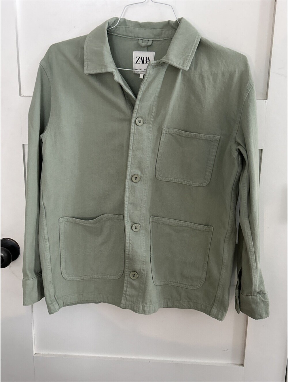 Women Zara “the Victoria” Shacket Canvas Sage Green